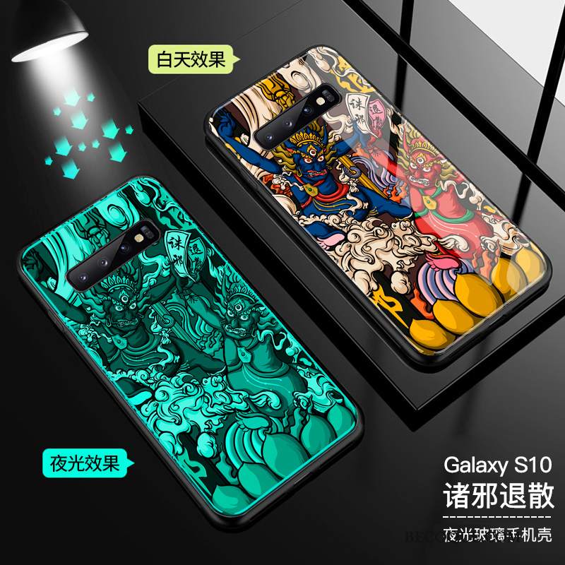 Futerał Samsung Galaxy S10 Torby Anti-fall Szkło, Etui Samsung Galaxy S10 Ochraniacz Zielony Świecące