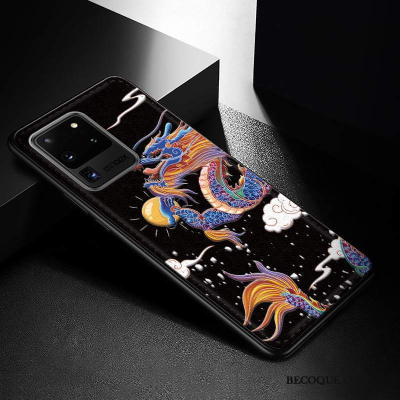 Futerał Samsung Galaxy S20 Ultra Skóra Czarny Osobowość, Etui Samsung Galaxy S20 Ultra Vintage Na Telefon Anti-fall