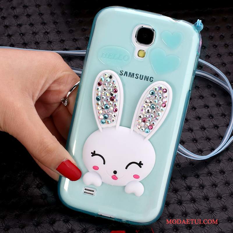 Futerał Samsung Galaxy S4 Rhinestone Wisząca Szyja Futrzany Pompon, Etui Samsung Galaxy S4 Silikonowe Na Telefon Purpurowy