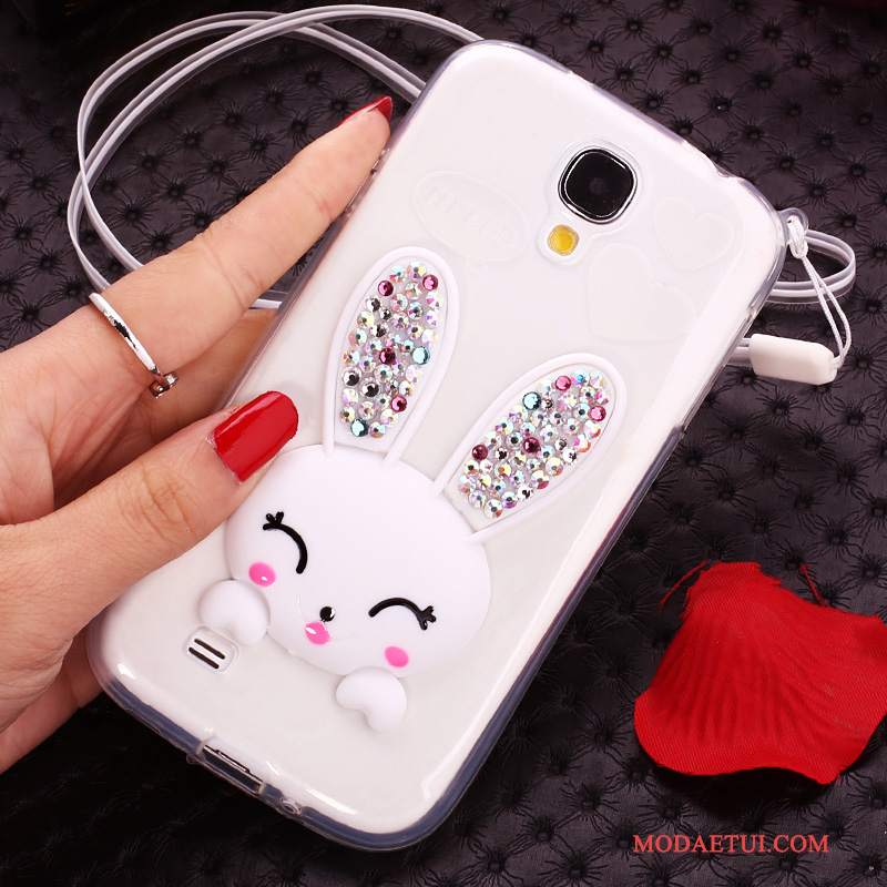 Futerał Samsung Galaxy S4 Rhinestone Wisząca Szyja Futrzany Pompon, Etui Samsung Galaxy S4 Silikonowe Na Telefon Purpurowy