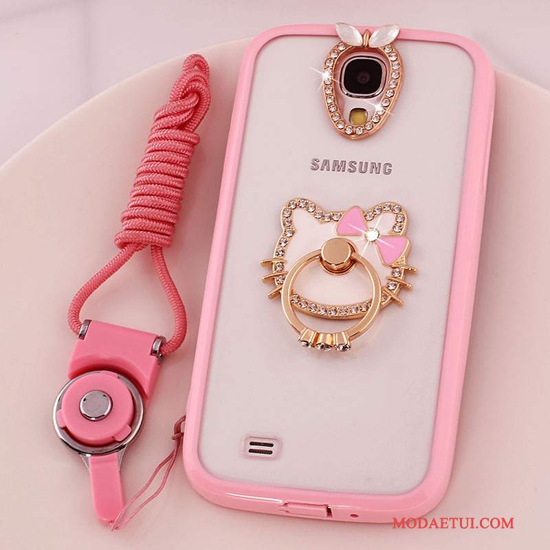 Futerał Samsung Galaxy S4 Silikonowe Ring Różowe, Etui Samsung Galaxy S4 Ochraniacz Wiszące Ozdobyna Telefon