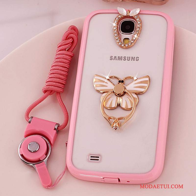 Futerał Samsung Galaxy S4 Silikonowe Ring Różowe, Etui Samsung Galaxy S4 Ochraniacz Wiszące Ozdobyna Telefon