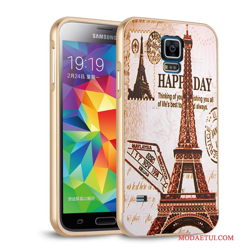 Futerał Samsung Galaxy S5 Metal Srebro Tylna Pokrywa, Etui Samsung Galaxy S5 Ochraniacz Granica
