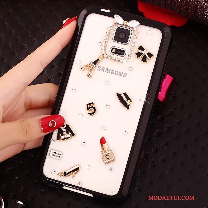 Futerał Samsung Galaxy S5 Rhinestone Anti-fall Różowe, Etui Samsung Galaxy S5 Miękki Wisząca Szyjana Telefon