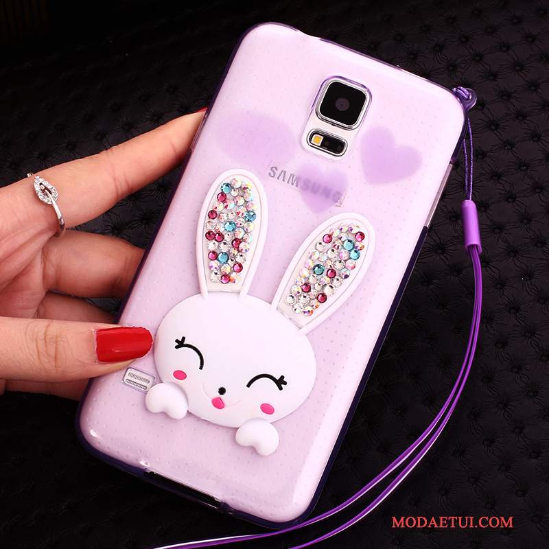 Futerał Samsung Galaxy S5 Wspornik Różowena Telefon, Etui Samsung Galaxy S5 Silikonowe Futrzany Pompon Bunny