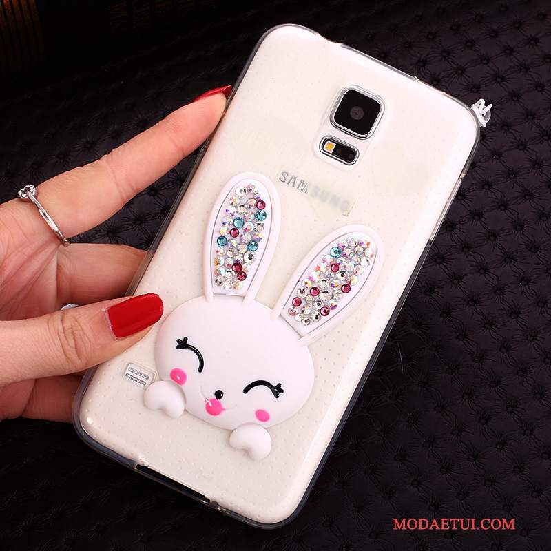 Futerał Samsung Galaxy S5 Wspornik Różowena Telefon, Etui Samsung Galaxy S5 Silikonowe Futrzany Pompon Bunny