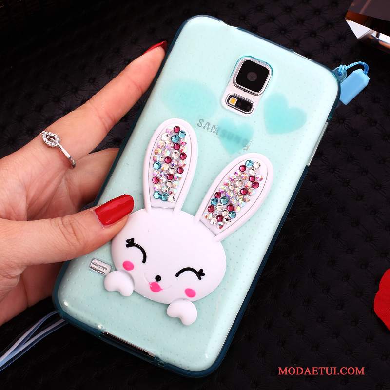 Futerał Samsung Galaxy S5 Wspornik Różowena Telefon, Etui Samsung Galaxy S5 Silikonowe Futrzany Pompon Bunny