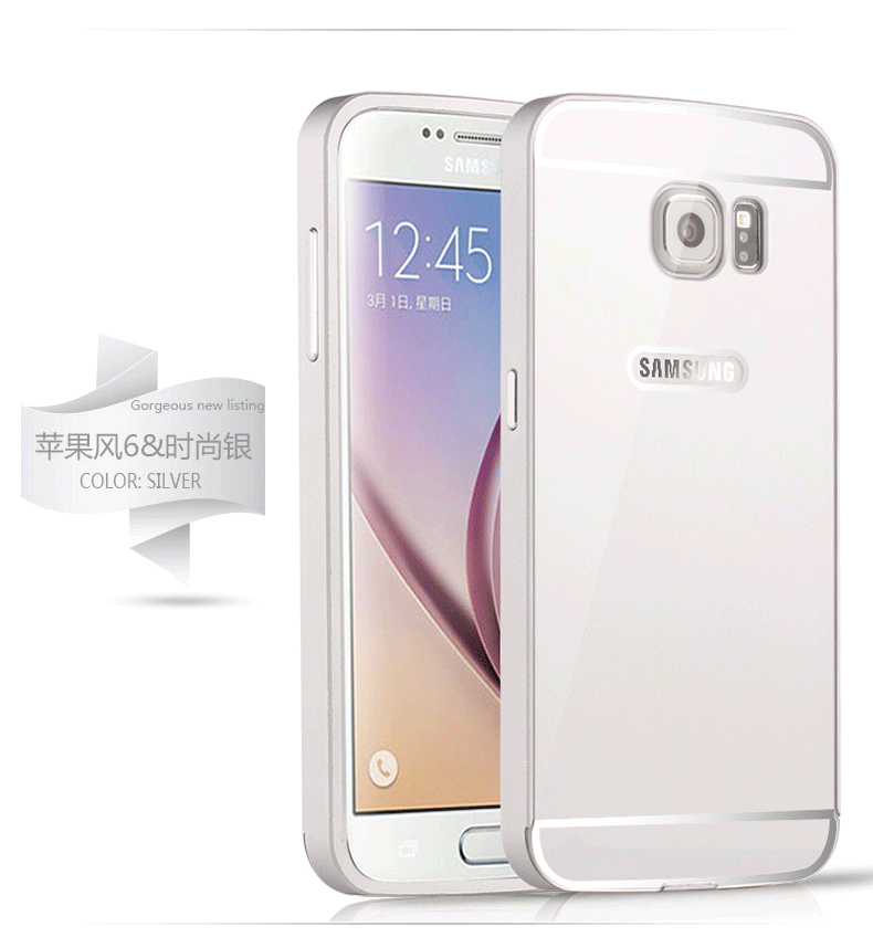 Futerał Samsung Galaxy S6 Edge Metal Trudno Srebro, Etui Samsung Galaxy S6 Edge Ochraniacz Granica Anti-fall