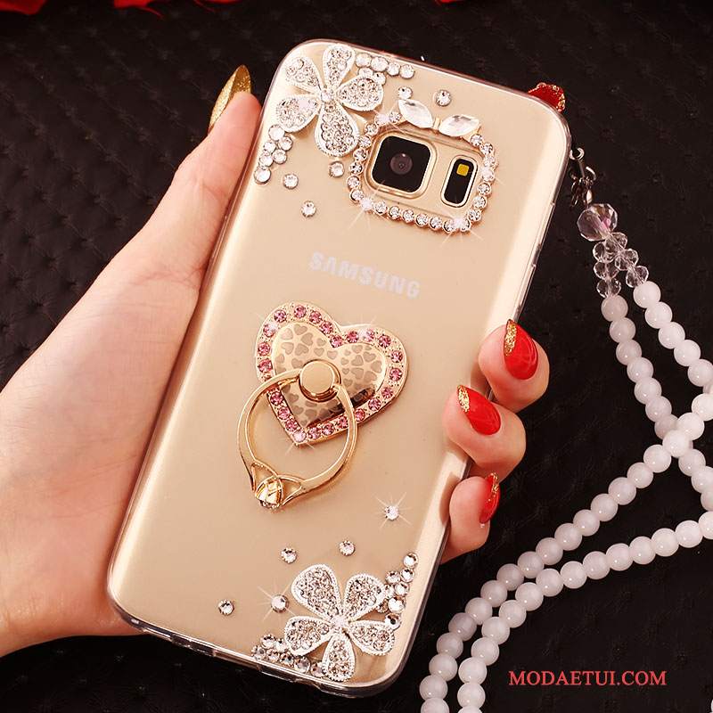 Futerał Samsung Galaxy S6 Edge Rhinestone Na Telefon Tendencja, Etui Samsung Galaxy S6 Edge Ochraniacz Złoto