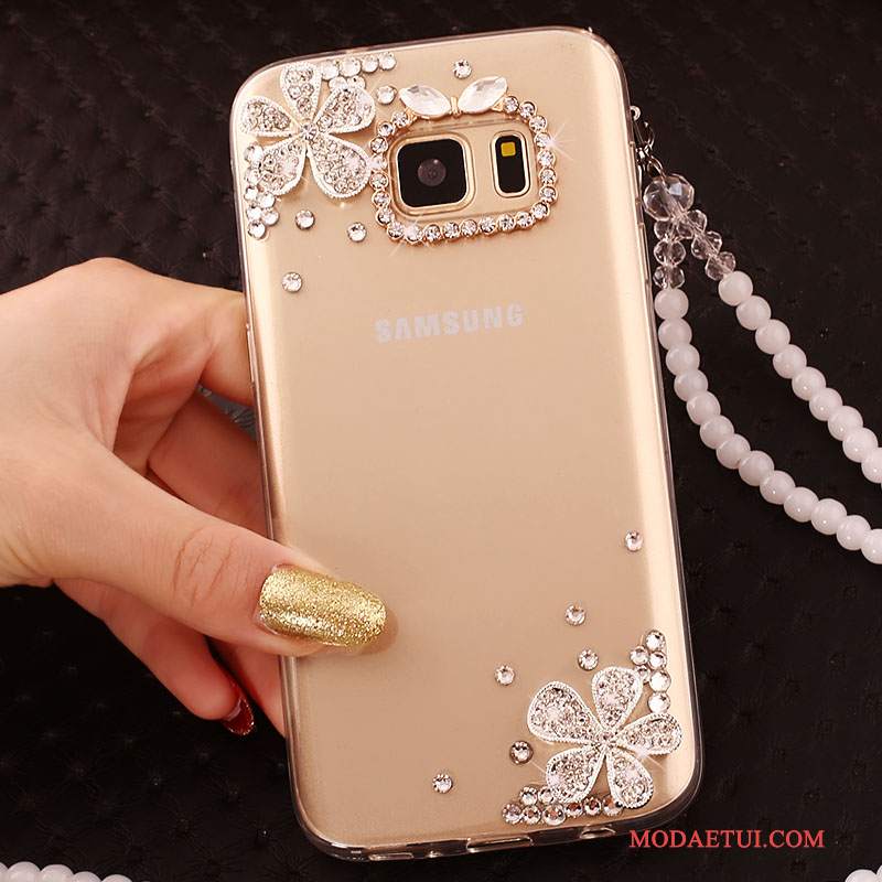 Futerał Samsung Galaxy S6 Edge Rhinestone Na Telefon Tendencja, Etui Samsung Galaxy S6 Edge Ochraniacz Złoto
