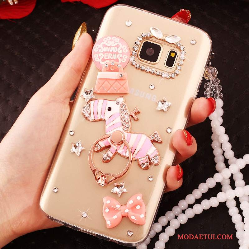 Futerał Samsung Galaxy S6 Edge Rhinestone Na Telefon Tendencja, Etui Samsung Galaxy S6 Edge Ochraniacz Złoto