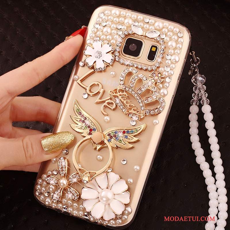 Futerał Samsung Galaxy S6 Edge Rhinestone Na Telefon Tendencja, Etui Samsung Galaxy S6 Edge Ochraniacz Złoto
