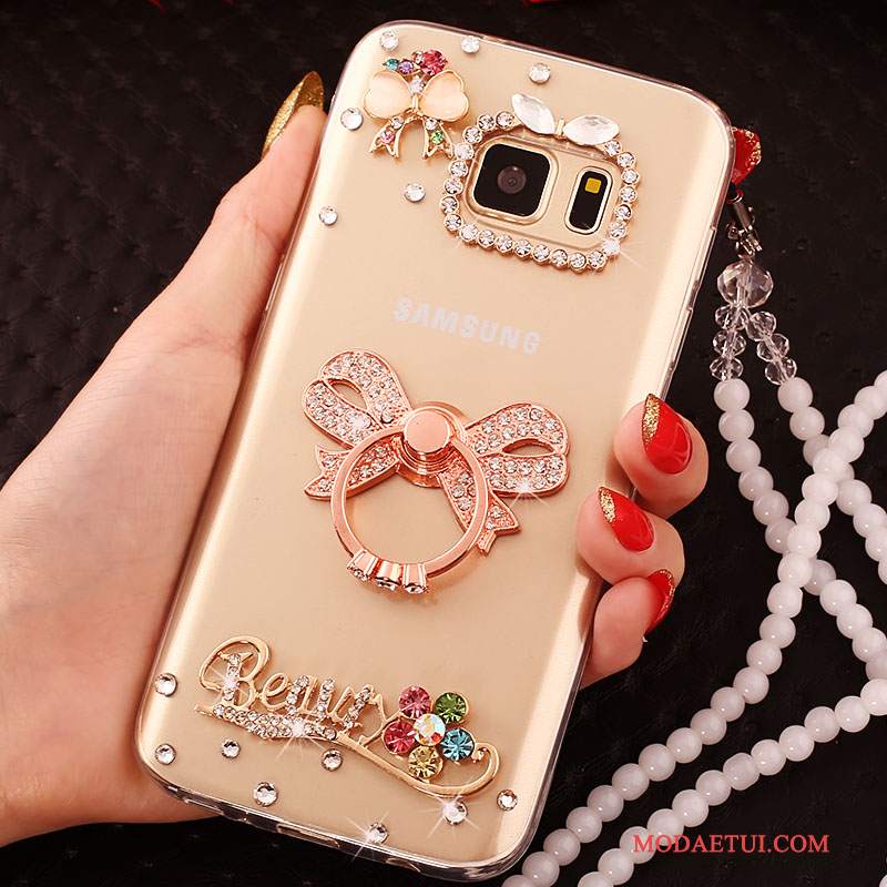 Futerał Samsung Galaxy S6 Edge Rhinestone Na Telefon Tendencja, Etui Samsung Galaxy S6 Edge Ochraniacz Złoto