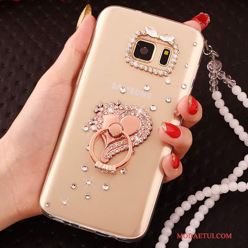 Futerał Samsung Galaxy S6 Edge Rhinestone Na Telefon Tendencja, Etui Samsung Galaxy S6 Edge Ochraniacz Złoto