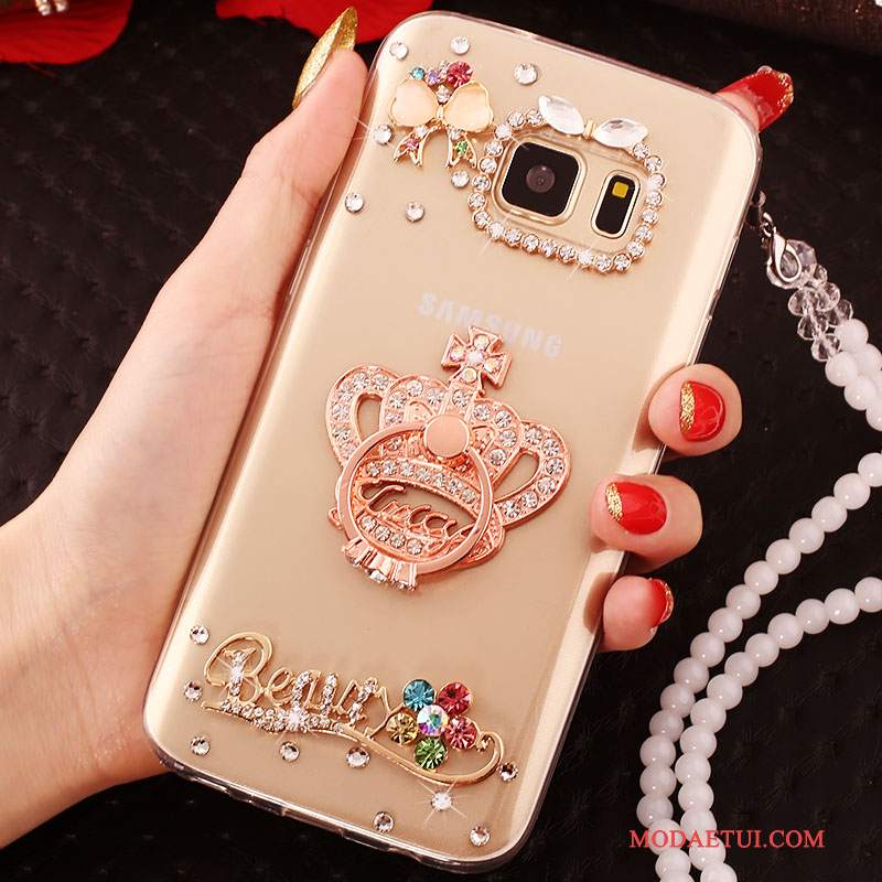 Futerał Samsung Galaxy S6 Edge Rhinestone Na Telefon Tendencja, Etui Samsung Galaxy S6 Edge Ochraniacz Złoto