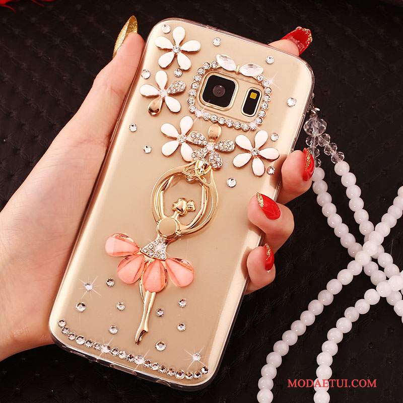 Futerał Samsung Galaxy S6 Edge Rhinestone Na Telefon Tendencja, Etui Samsung Galaxy S6 Edge Ochraniacz Złoto