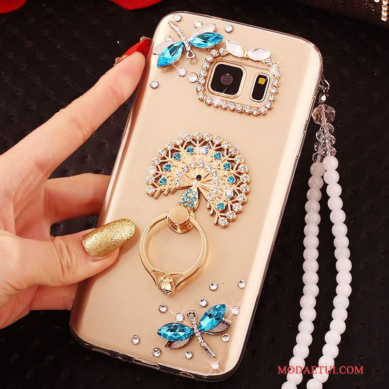 Futerał Samsung Galaxy S6 Edge Rhinestone Na Telefon Tendencja, Etui Samsung Galaxy S6 Edge Ochraniacz Złoto