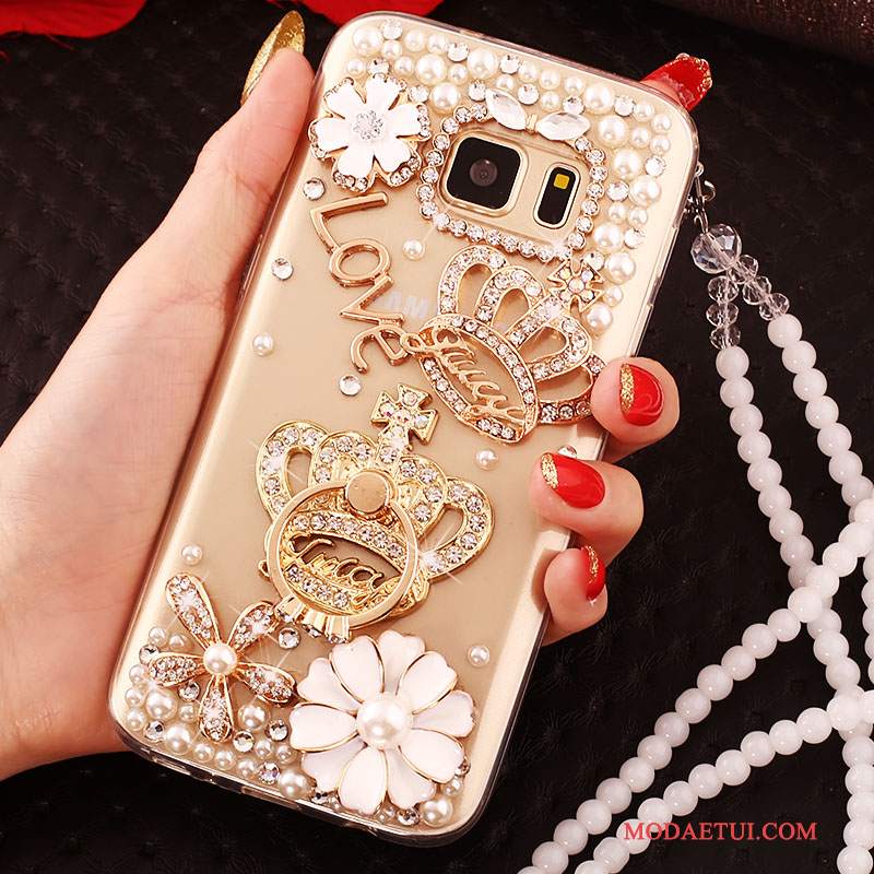 Futerał Samsung Galaxy S6 Edge Rhinestone Na Telefon Tendencja, Etui Samsung Galaxy S6 Edge Ochraniacz Złoto