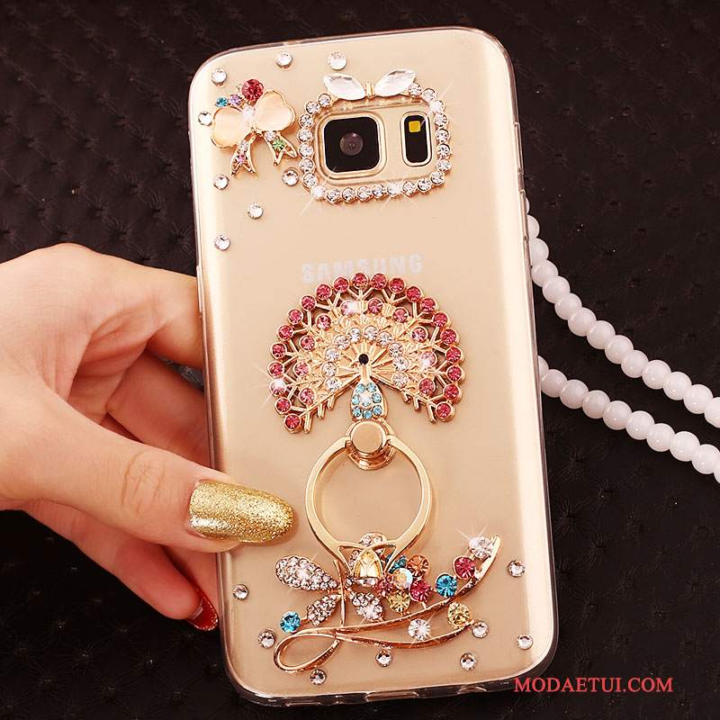 Futerał Samsung Galaxy S6 Edge Rhinestone Na Telefon Tendencja, Etui Samsung Galaxy S6 Edge Ochraniacz Złoto