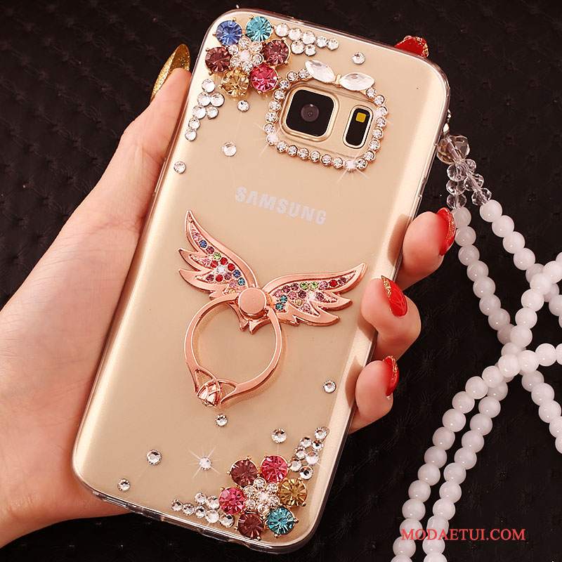 Futerał Samsung Galaxy S6 Edge Rhinestone Na Telefon Tendencja, Etui Samsung Galaxy S6 Edge Ochraniacz Złoto
