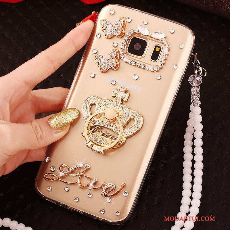 Futerał Samsung Galaxy S6 Edge Rhinestone Na Telefon Tendencja, Etui Samsung Galaxy S6 Edge Ochraniacz Złoto