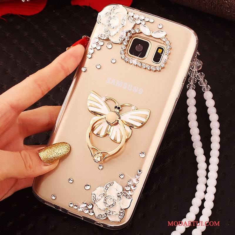 Futerał Samsung Galaxy S6 Edge Rhinestone Na Telefon Tendencja, Etui Samsung Galaxy S6 Edge Ochraniacz Złoto