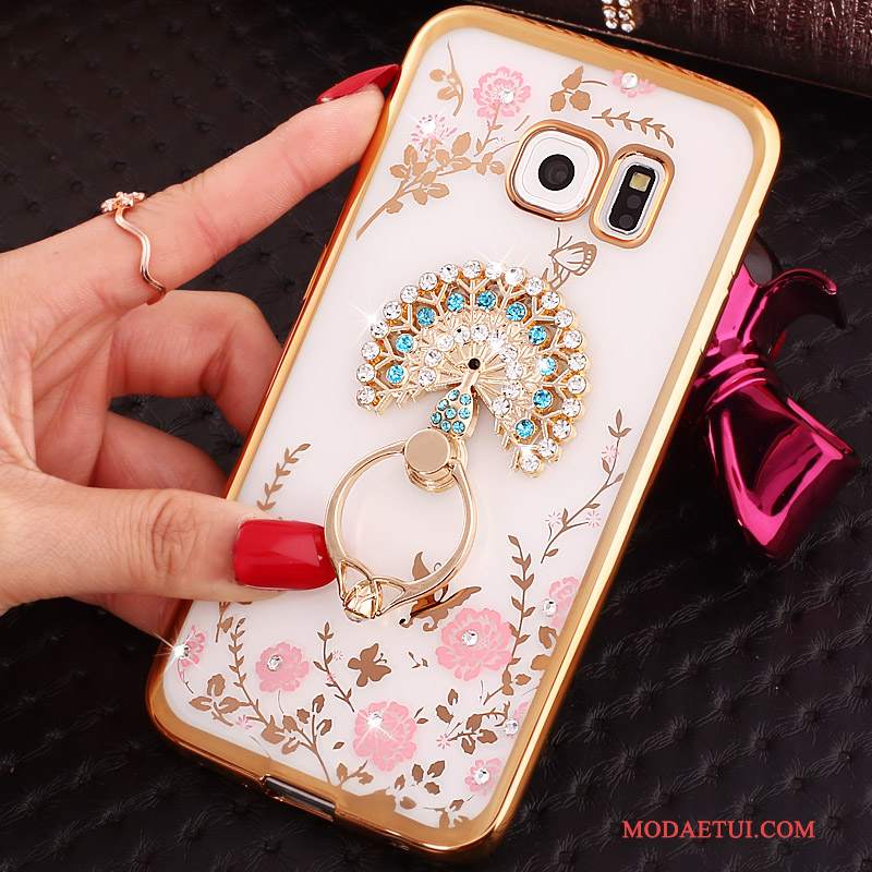 Futerał Samsung Galaxy S6 Edge Rhinestone Niebieski Klamra, Etui Samsung Galaxy S6 Edge Ochraniacz Na Telefon Ring