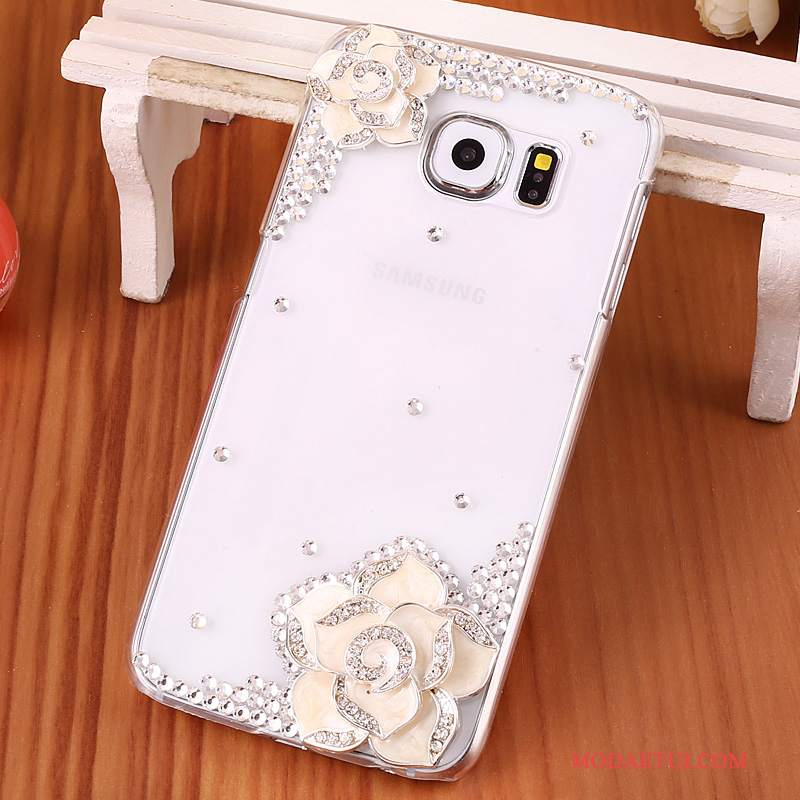 Futerał Samsung Galaxy S6 Edge + Rhinestone Niebieski Przezroczysty, Etui Samsung Galaxy S6 Edge + Ochraniacz