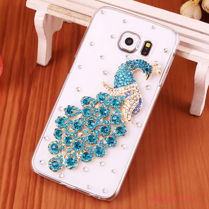 Futerał Samsung Galaxy S6 Edge + Rhinestone Niebieski Przezroczysty, Etui Samsung Galaxy S6 Edge + Ochraniacz