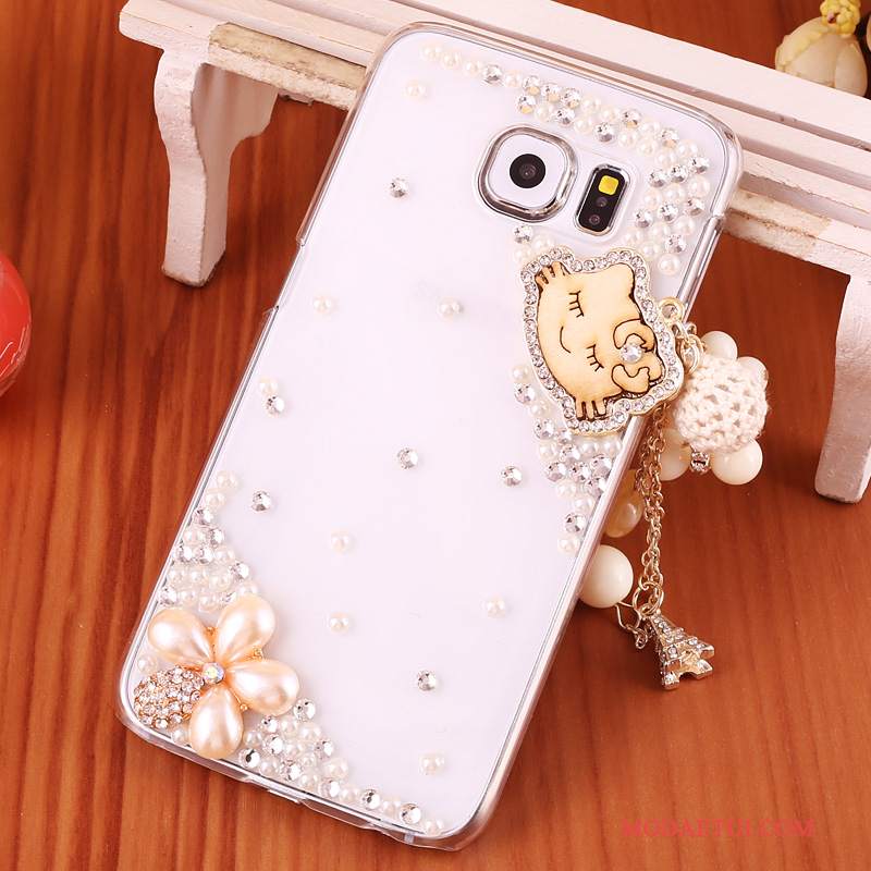 Futerał Samsung Galaxy S6 Edge + Rhinestone Niebieski Przezroczysty, Etui Samsung Galaxy S6 Edge + Ochraniacz