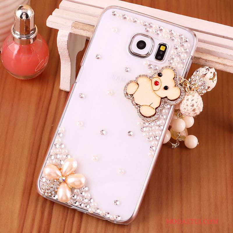 Futerał Samsung Galaxy S6 Edge + Rhinestone Niebieski Przezroczysty, Etui Samsung Galaxy S6 Edge + Ochraniacz