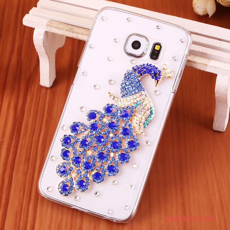 Futerał Samsung Galaxy S6 Edge + Rhinestone Niebieski Przezroczysty, Etui Samsung Galaxy S6 Edge + Ochraniacz