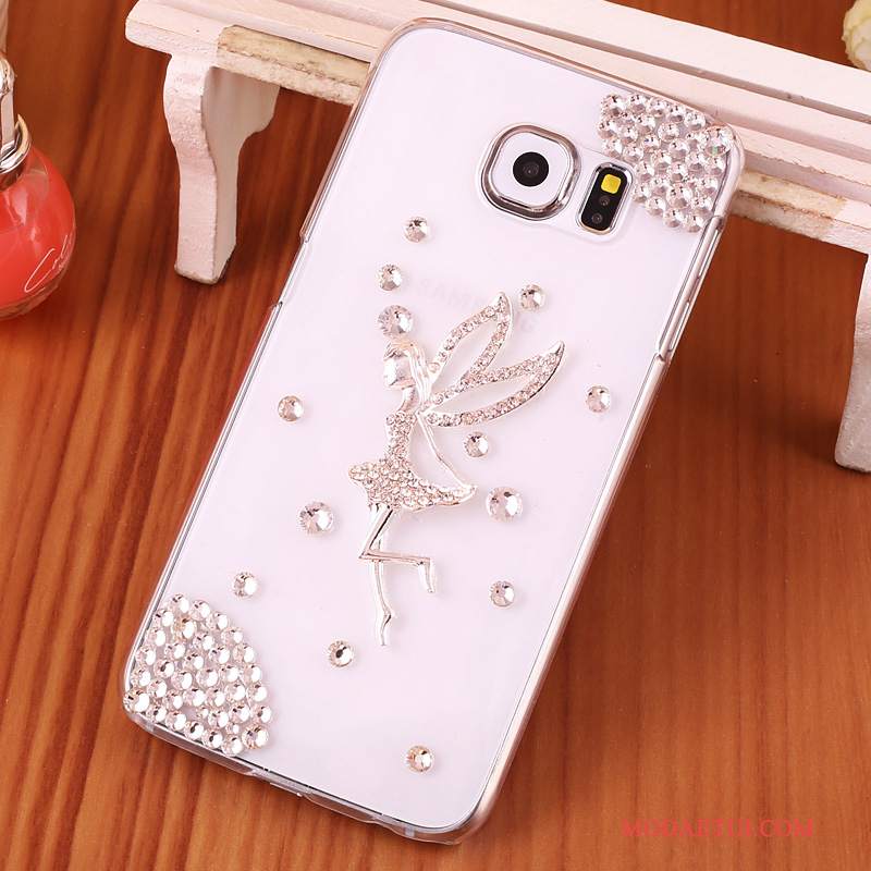 Futerał Samsung Galaxy S6 Edge + Rhinestone Niebieski Przezroczysty, Etui Samsung Galaxy S6 Edge + Ochraniacz