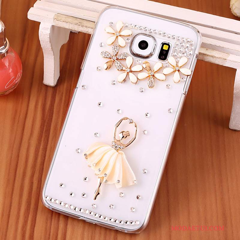 Futerał Samsung Galaxy S6 Edge + Rhinestone Niebieski Przezroczysty, Etui Samsung Galaxy S6 Edge + Ochraniacz