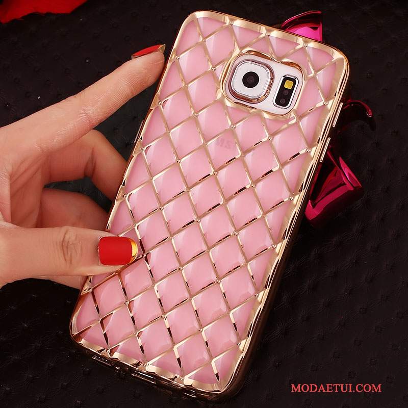 Futerał Samsung Galaxy S6 Edge + Rhinestone Ring Różowe, Etui Samsung Galaxy S6 Edge + Ochraniacz