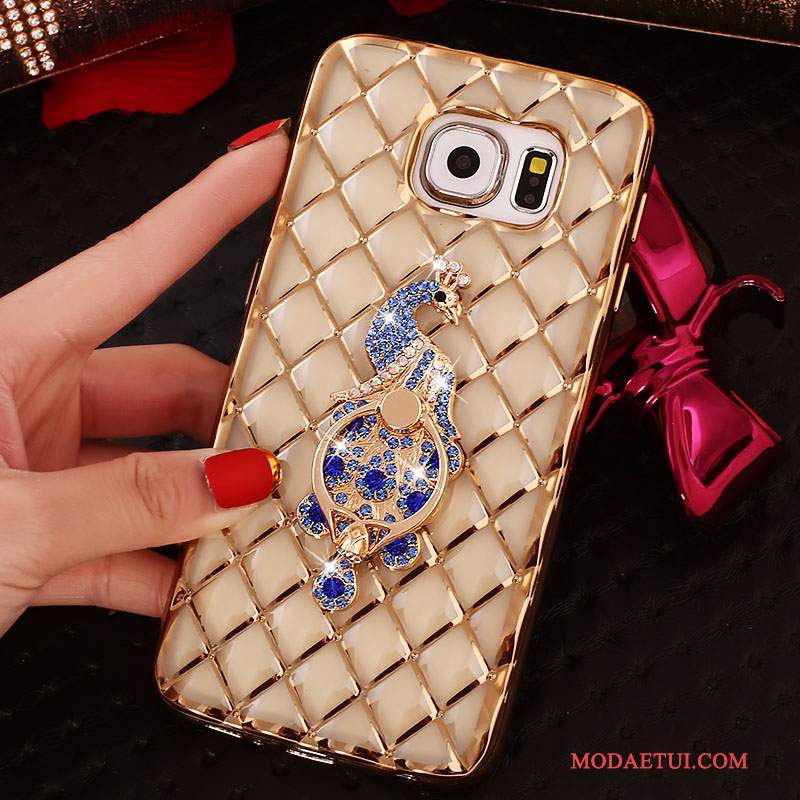 Futerał Samsung Galaxy S6 Edge + Rhinestone Ring Różowe, Etui Samsung Galaxy S6 Edge + Ochraniacz