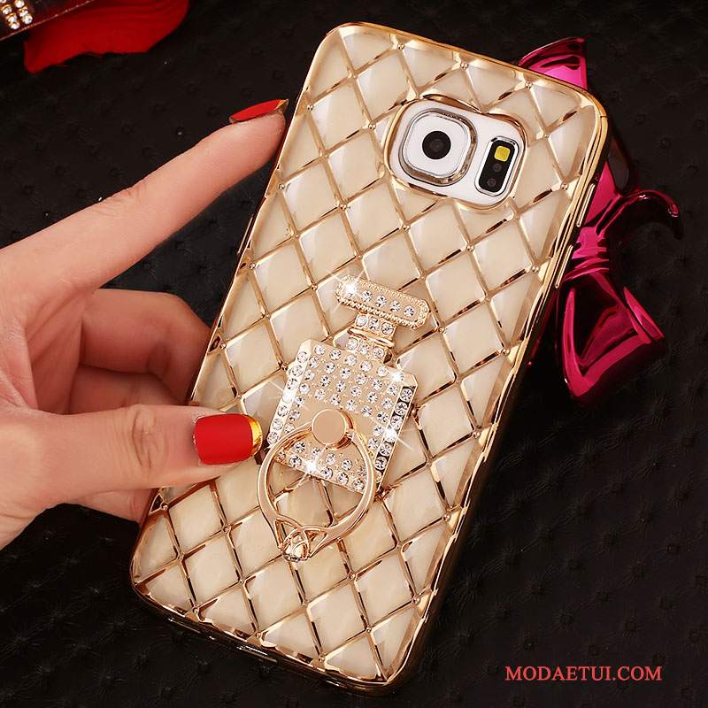 Futerał Samsung Galaxy S6 Edge + Rhinestone Ring Różowe, Etui Samsung Galaxy S6 Edge + Ochraniacz