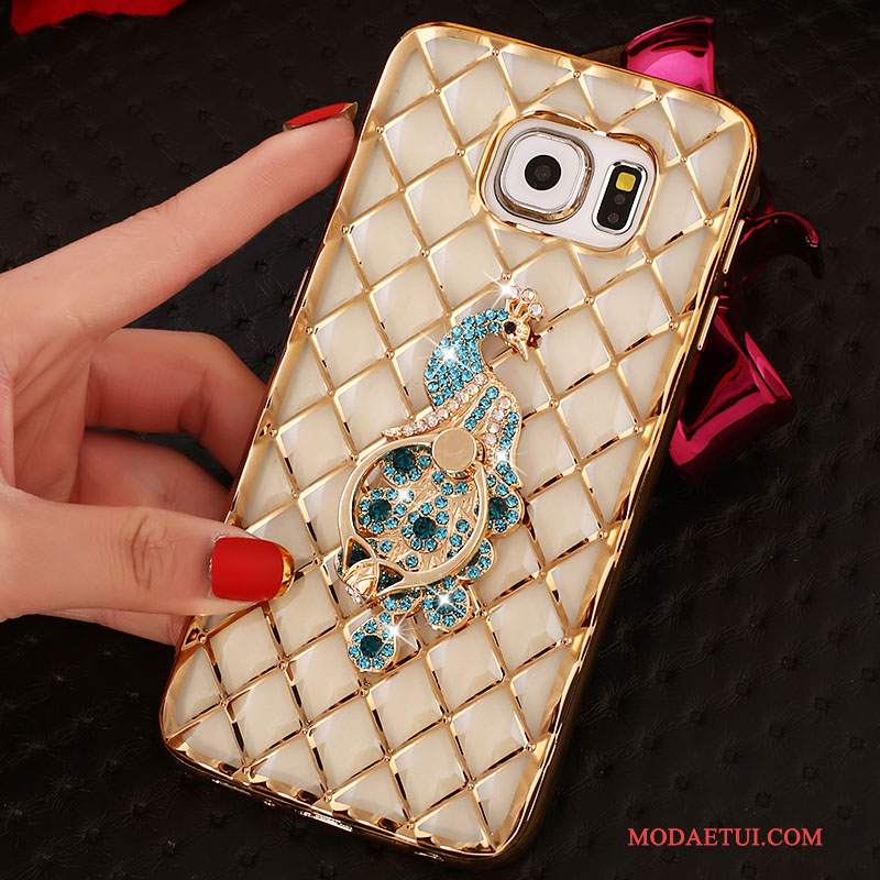 Futerał Samsung Galaxy S6 Edge + Rhinestone Ring Różowe, Etui Samsung Galaxy S6 Edge + Ochraniacz