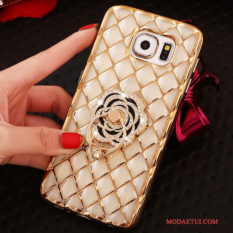 Futerał Samsung Galaxy S6 Edge + Rhinestone Ring Różowe, Etui Samsung Galaxy S6 Edge + Ochraniacz