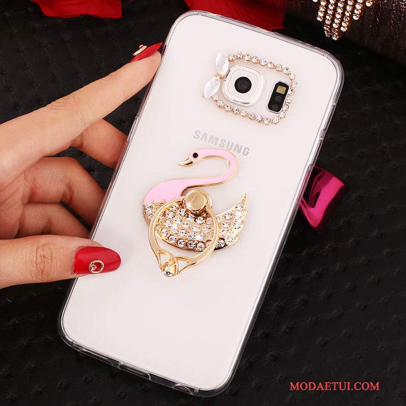 Futerał Samsung Galaxy S6 Edge + Rhinestone Złoto Ring, Etui Samsung Galaxy S6 Edge + Ochraniacz