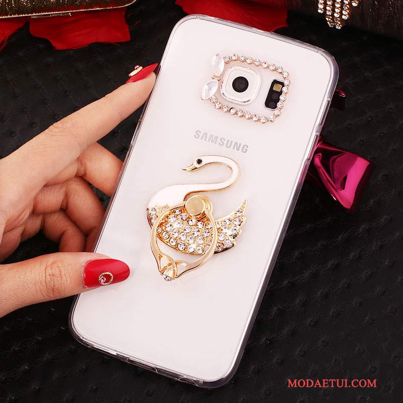 Futerał Samsung Galaxy S6 Edge + Rhinestone Złoto Ring, Etui Samsung Galaxy S6 Edge + Ochraniacz