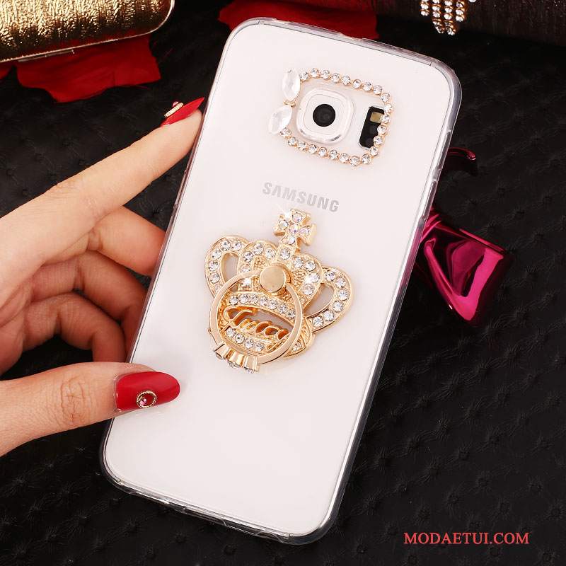 Futerał Samsung Galaxy S6 Edge + Rhinestone Złoto Ring, Etui Samsung Galaxy S6 Edge + Ochraniacz