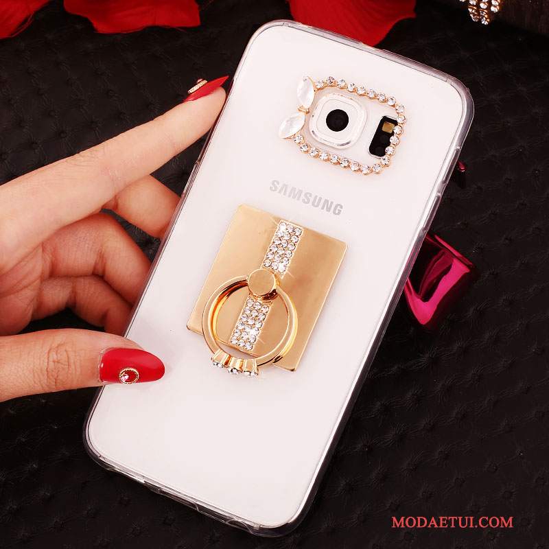 Futerał Samsung Galaxy S6 Edge + Rhinestone Złoto Ring, Etui Samsung Galaxy S6 Edge + Ochraniacz