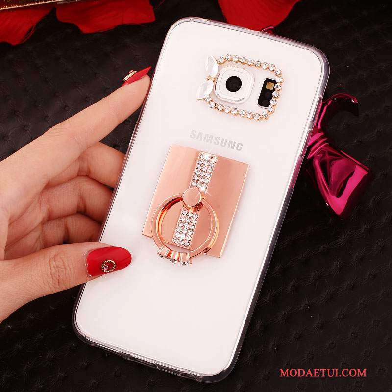 Futerał Samsung Galaxy S6 Edge + Rhinestone Złoto Ring, Etui Samsung Galaxy S6 Edge + Ochraniacz