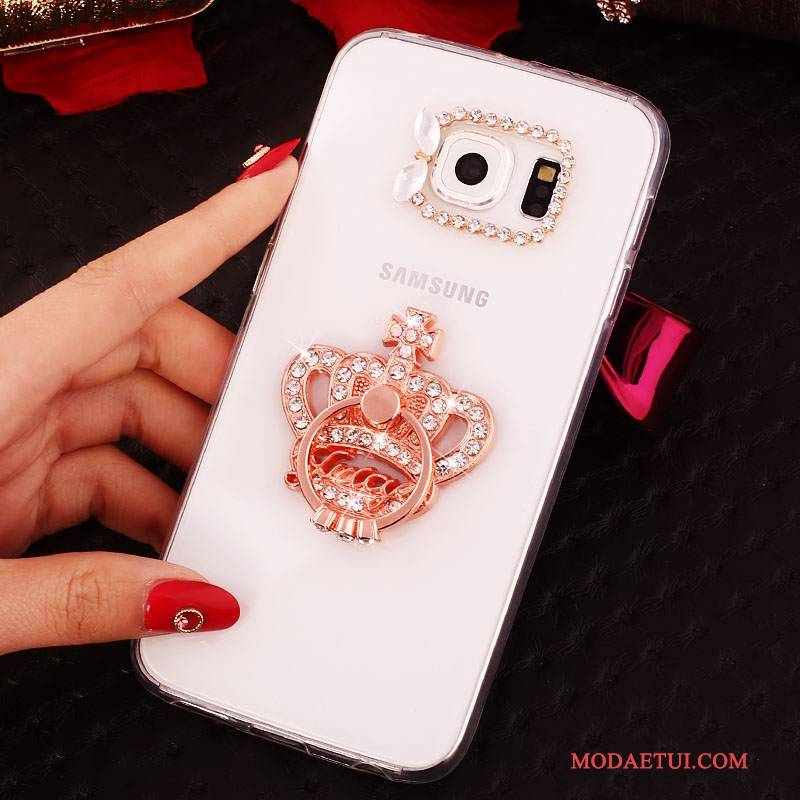 Futerał Samsung Galaxy S6 Edge + Rhinestone Złoto Ring, Etui Samsung Galaxy S6 Edge + Ochraniacz