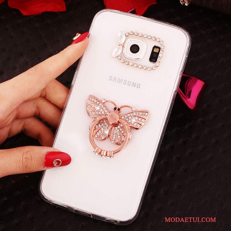 Futerał Samsung Galaxy S6 Edge + Rhinestone Złoto Ring, Etui Samsung Galaxy S6 Edge + Ochraniacz