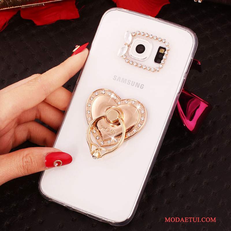 Futerał Samsung Galaxy S6 Edge + Rhinestone Złoto Ring, Etui Samsung Galaxy S6 Edge + Ochraniacz