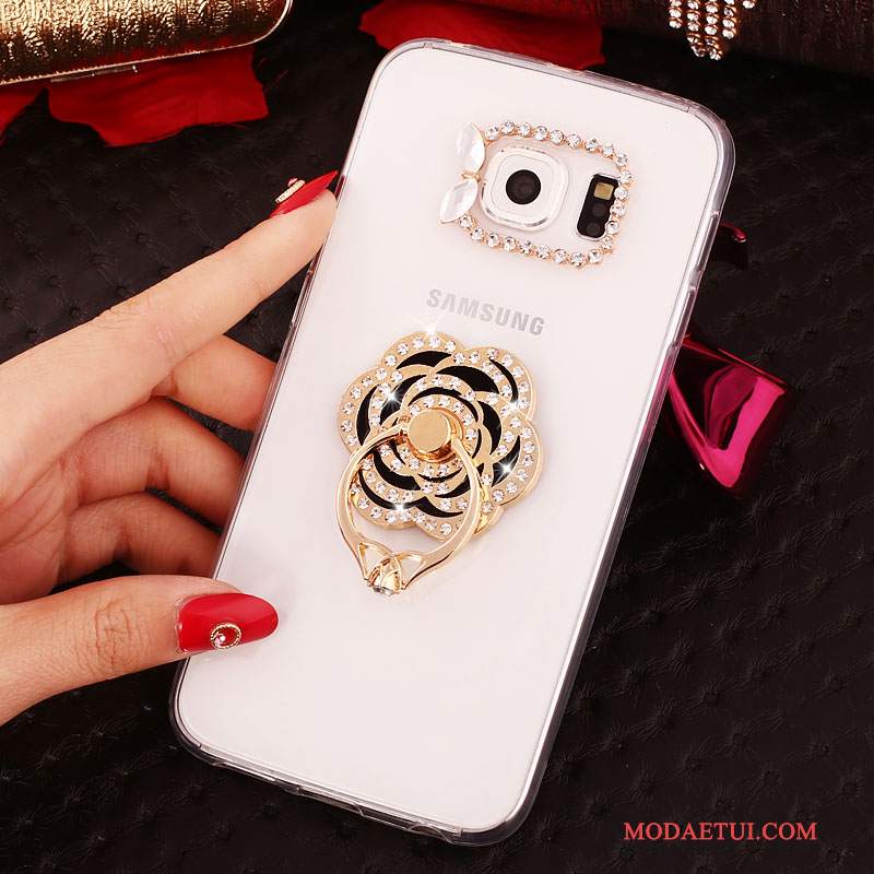 Futerał Samsung Galaxy S6 Edge + Rhinestone Złoto Ring, Etui Samsung Galaxy S6 Edge + Ochraniacz