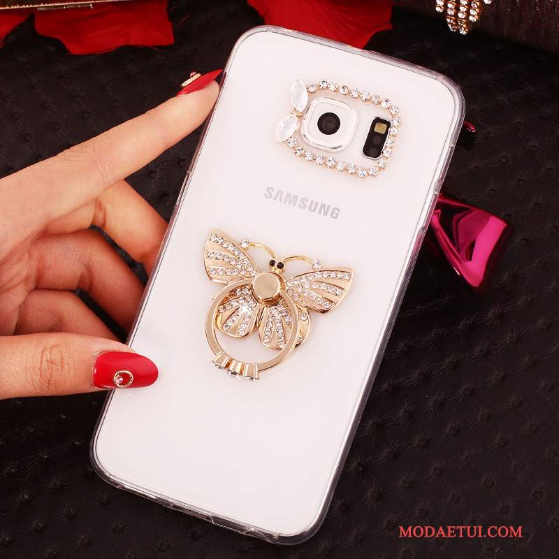 Futerał Samsung Galaxy S6 Edge + Rhinestone Złoto Ring, Etui Samsung Galaxy S6 Edge + Ochraniacz