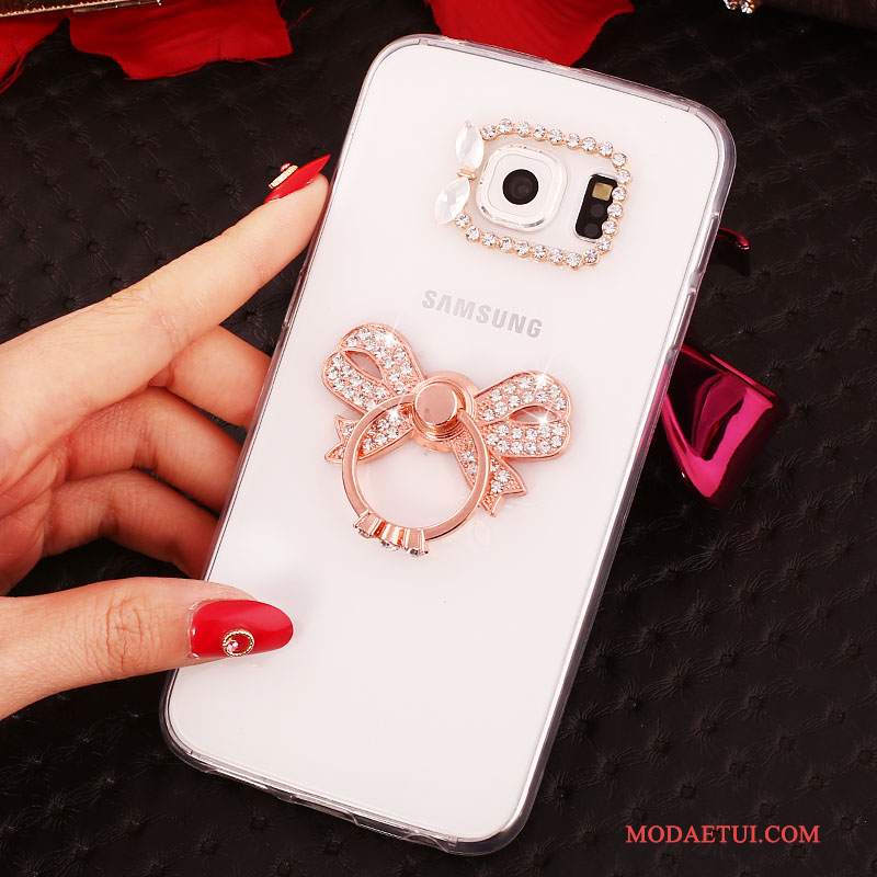 Futerał Samsung Galaxy S6 Edge + Rhinestone Złoto Ring, Etui Samsung Galaxy S6 Edge + Ochraniacz